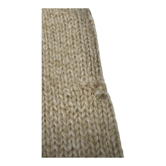 Lands End Women's Cardigan Sweater 8 Beige Wool Knit Sleeves Full Zip *DEFECTS* - Picture 8 of 14